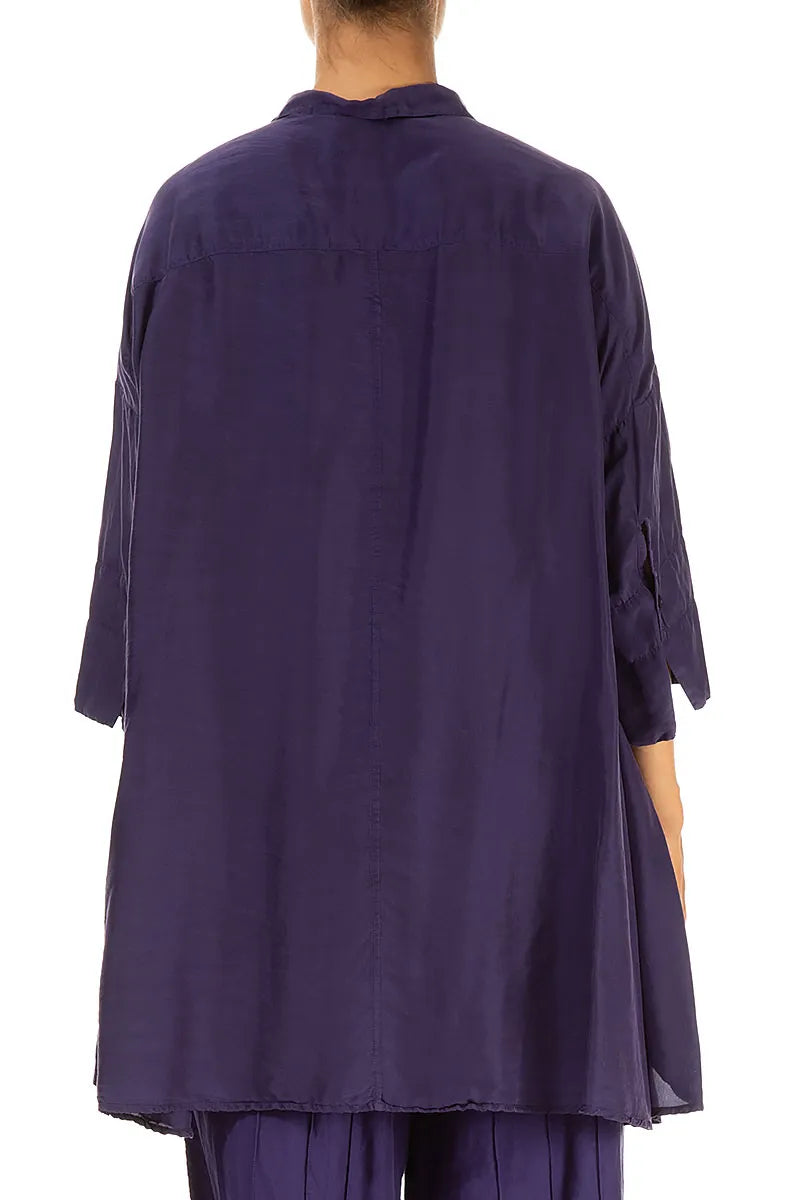 Loose Royal Purple Pure Silk Shirt 2