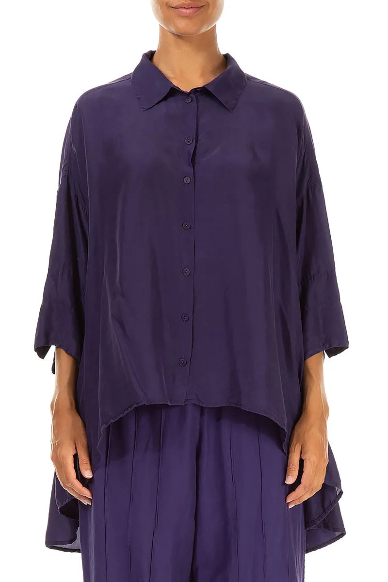 Loose Royal Purple Pure Silk Shirt 1