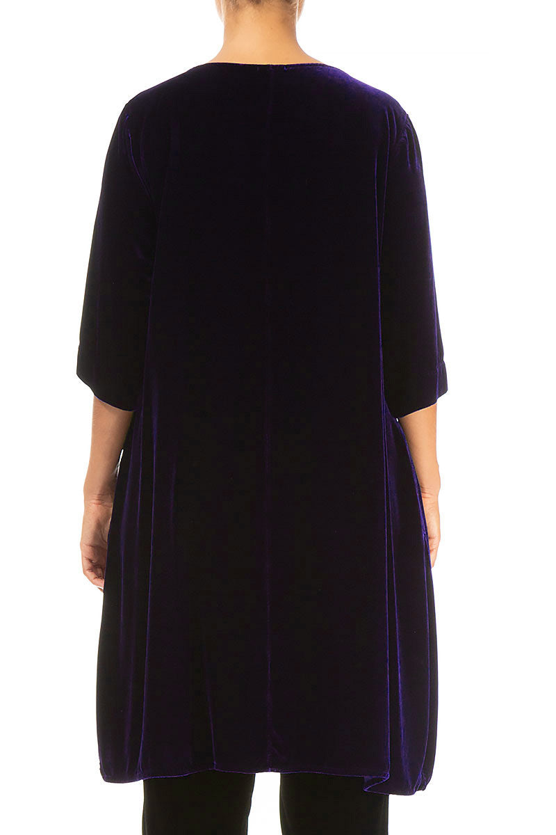 Loose Royal Purple Silk Velvet Tunic