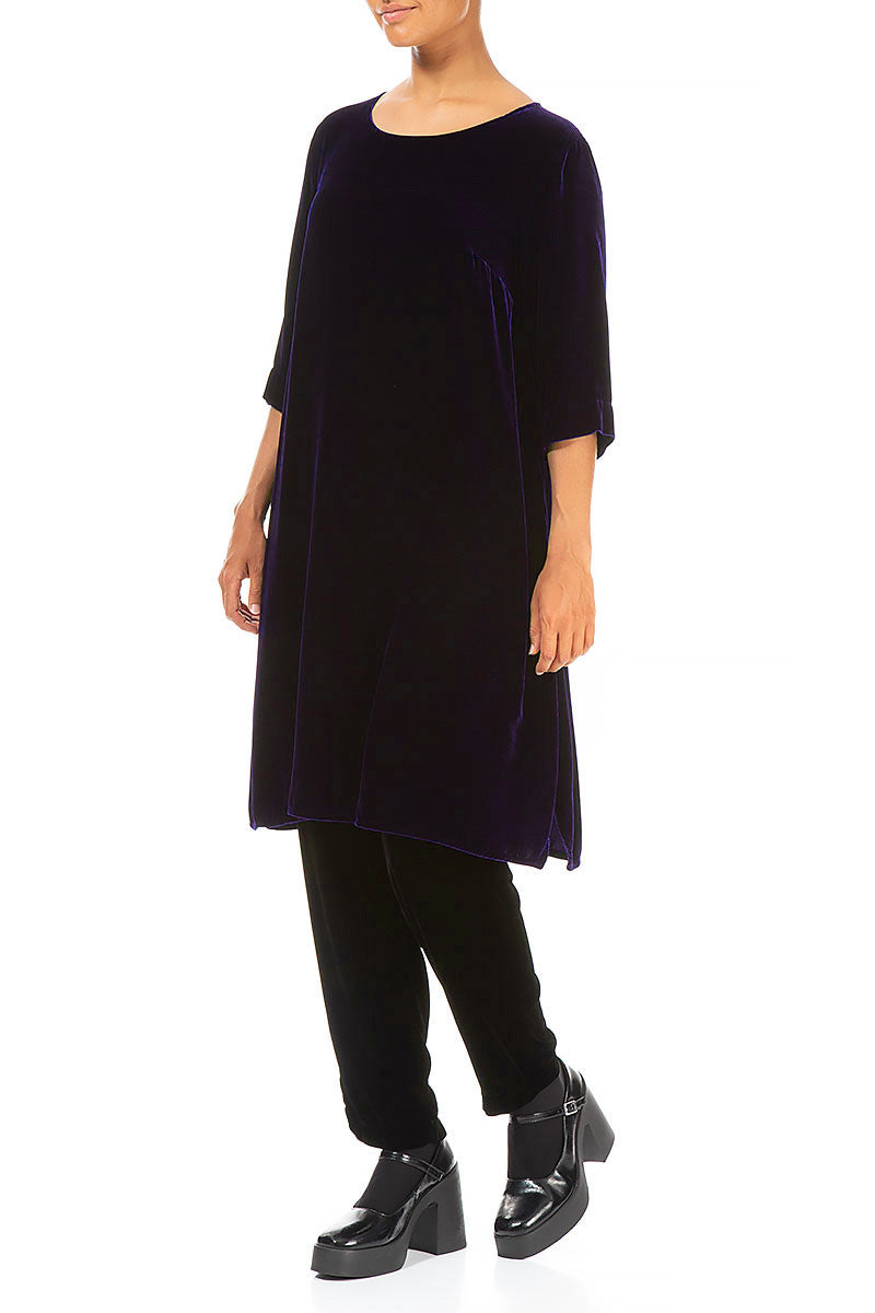 Loose Royal Purple Silk Velvet Tunic
