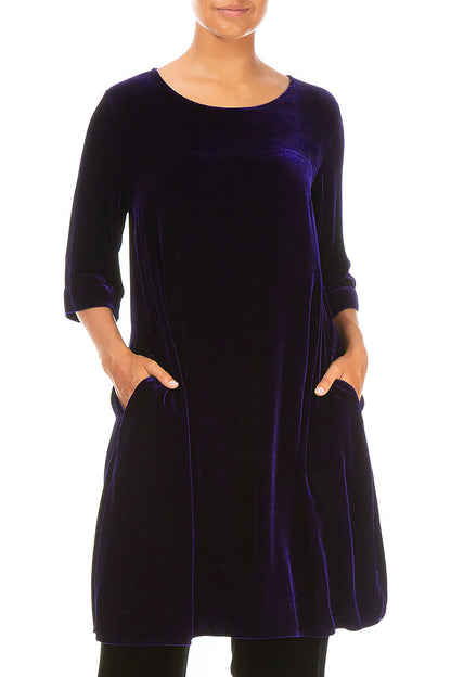Loose Royal Purple Silk Velvet Tunic