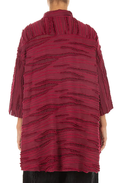 Loose Ruby Fray Weave Shirt 2