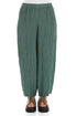 Loose Sage Crinkled Silk Linen Trousers 1
