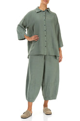 Loose Sage Linen Shirt 4