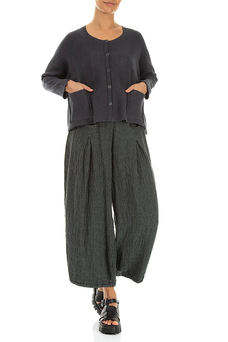 Loose Sage Mélange Linen Trousers 4