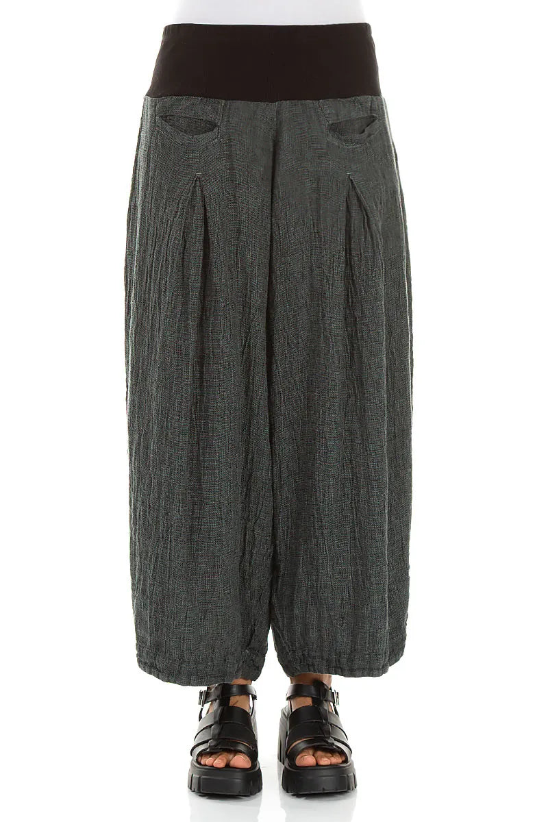 Loose Sage Mélange Linen Trousers 1