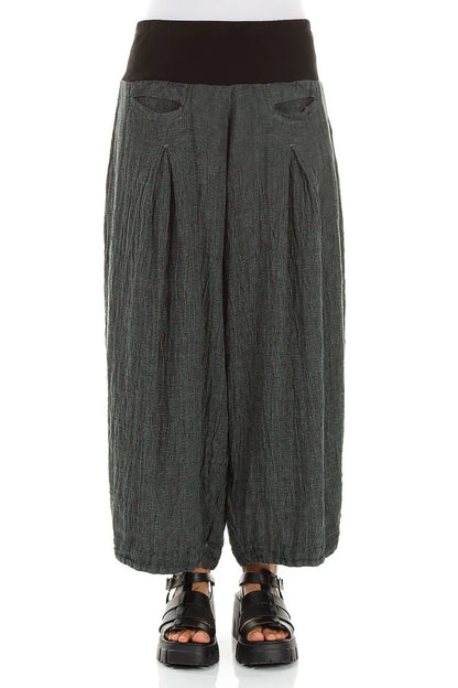 Loose Sage Mélange Linen Trousers 1