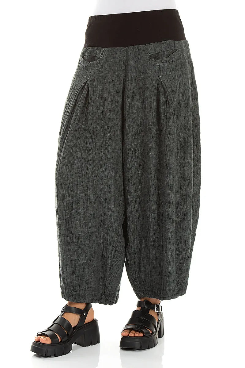 Loose Sage Mélange Linen Trousers 3