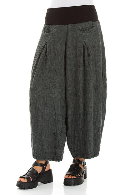 Loose Sage Mélange Linen Trousers 3
