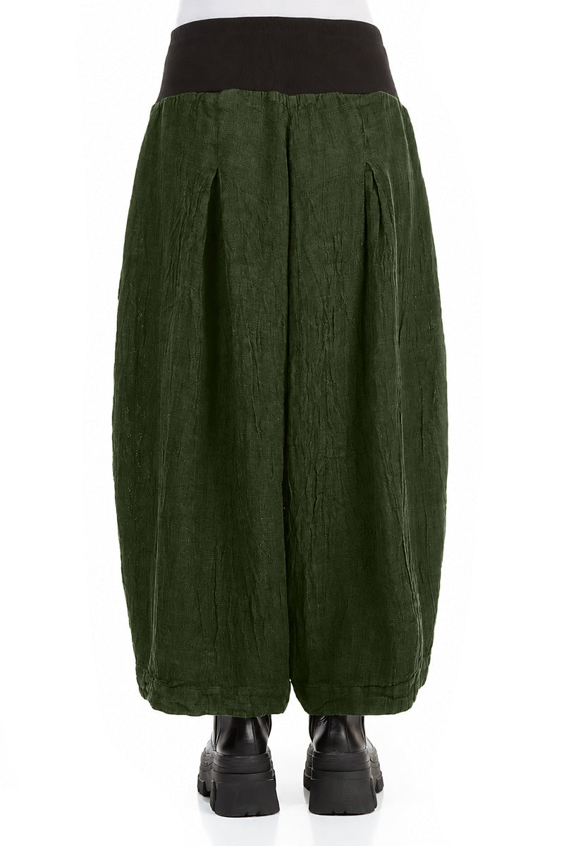 Loose Shamrock Green Mélange Linen Trousers 2