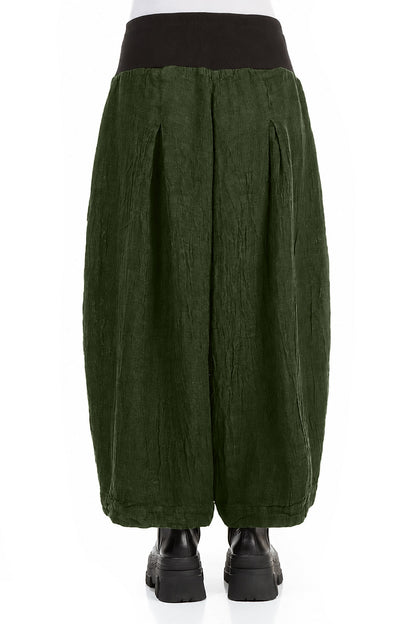 Loose Shamrock Green Mélange Linen Trousers 2