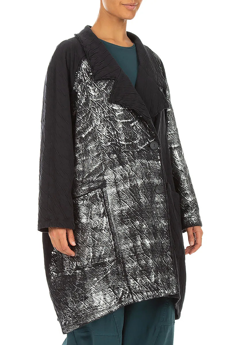 Loose Silver Metallic Grey Wavy Cotton Jacket 4