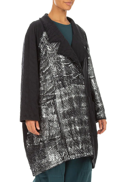 Loose Silver Metallic Grey Wavy Cotton Jacket 4