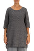 Loose Silver Wavy Check Linen Tunic 1