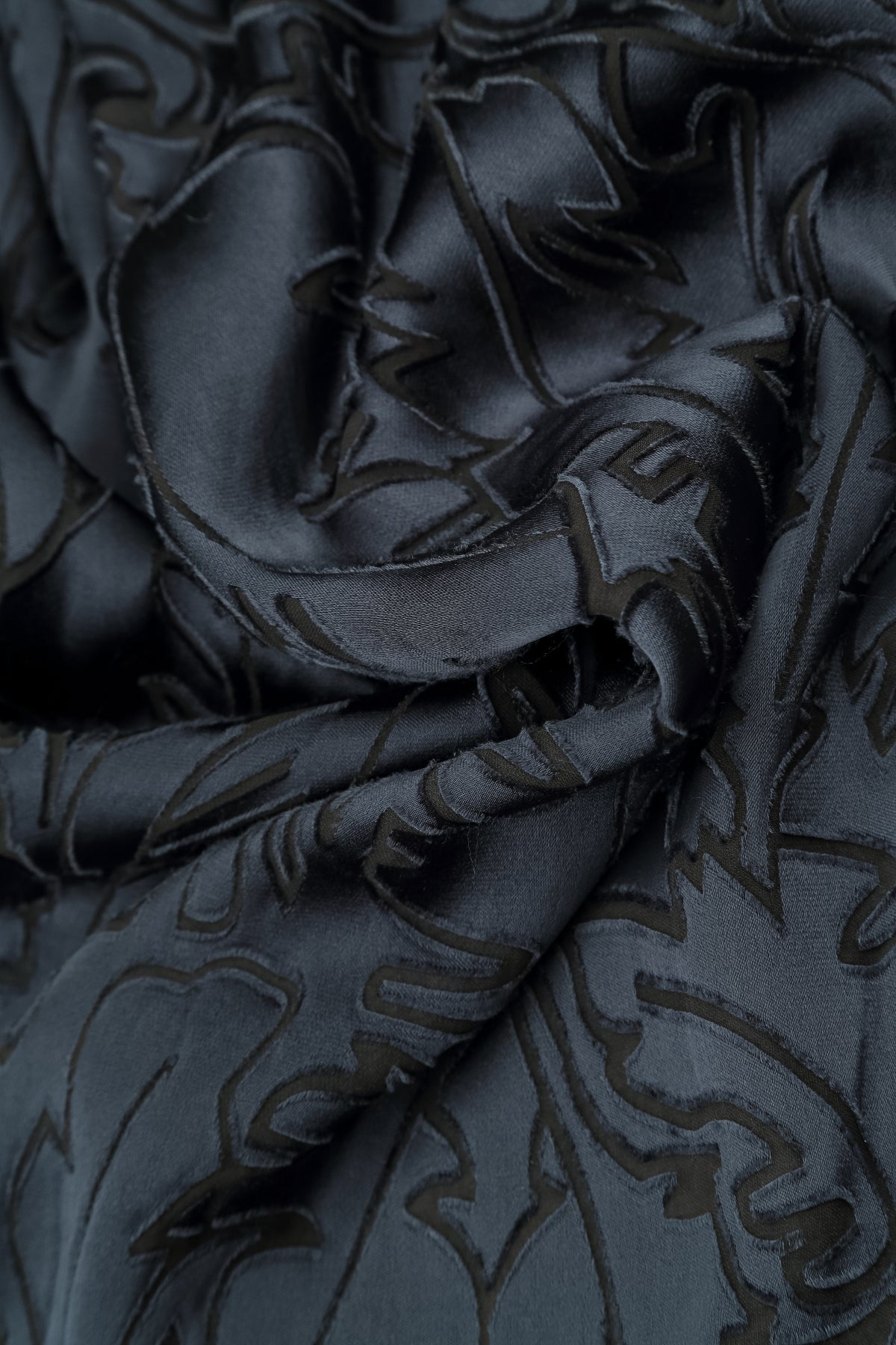 Loose Slate Devoré Feather Silk Shirt