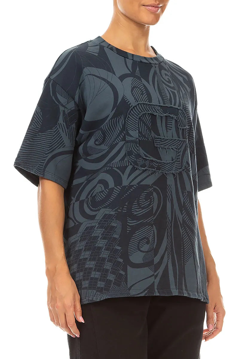 Blouse Orbit en Coton French Terry Gris ardoise ample