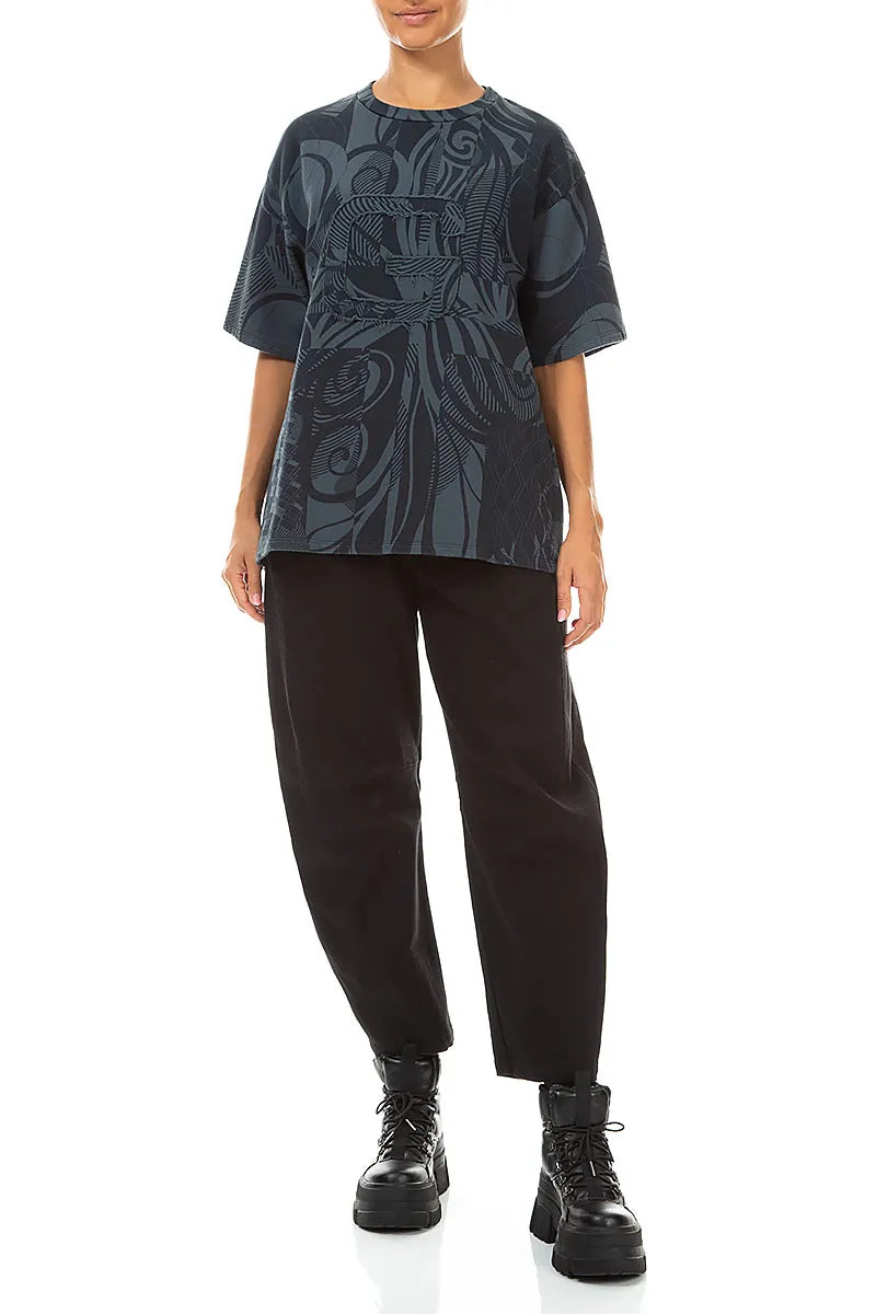 Blouse Orbit en Coton French Terry Gris ardoise ample