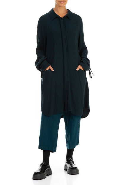 Loose Teal Viscose Shirt 4