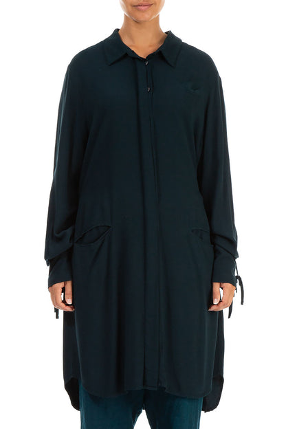 Loose Teal Viscose Shirt 1