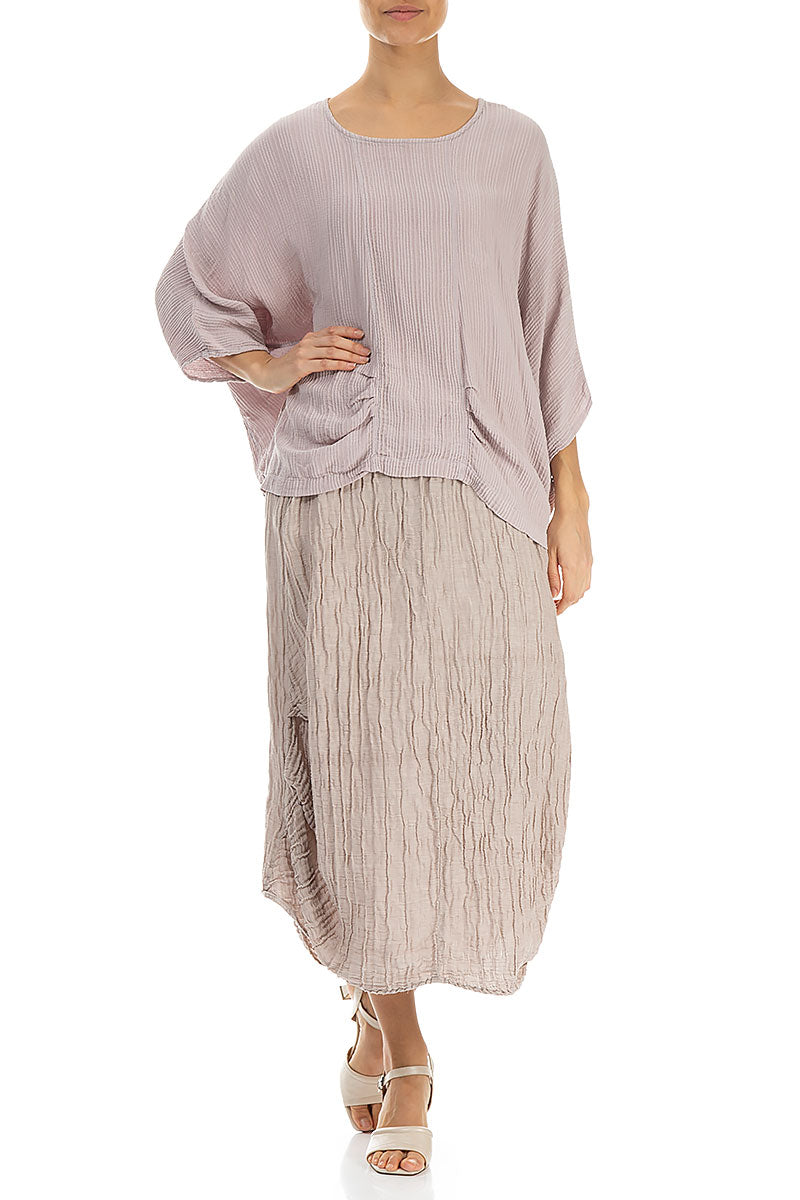 Loose Textured Beige Silk Blouse 4