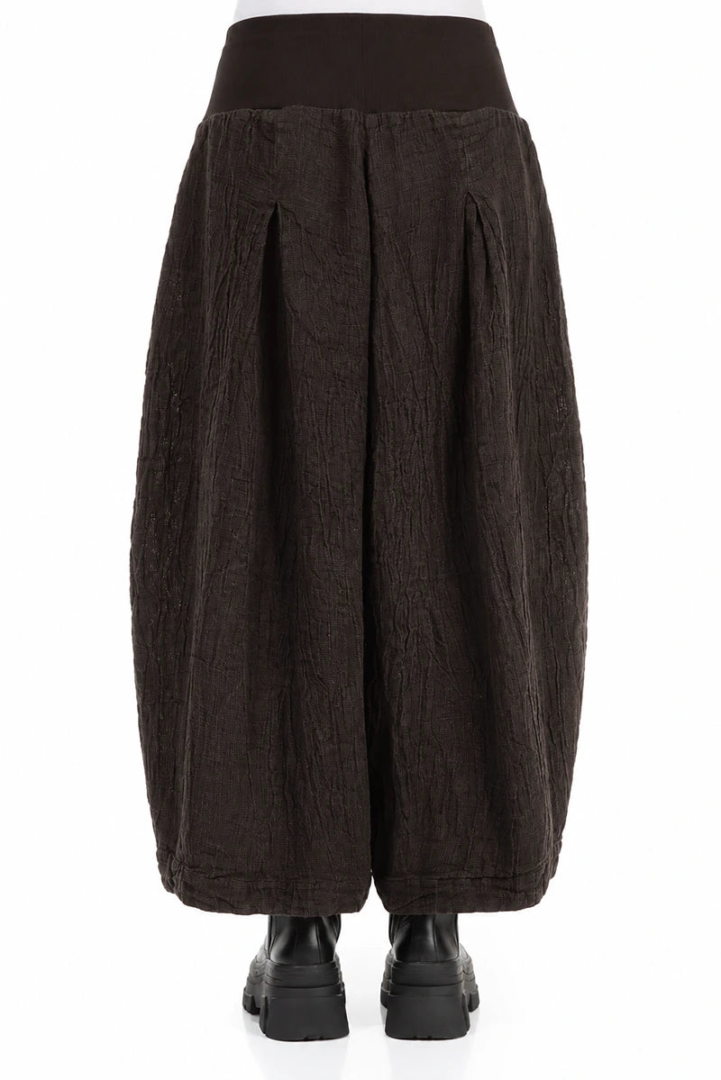 Loose Truffle Brown Mélange Linen Trousers