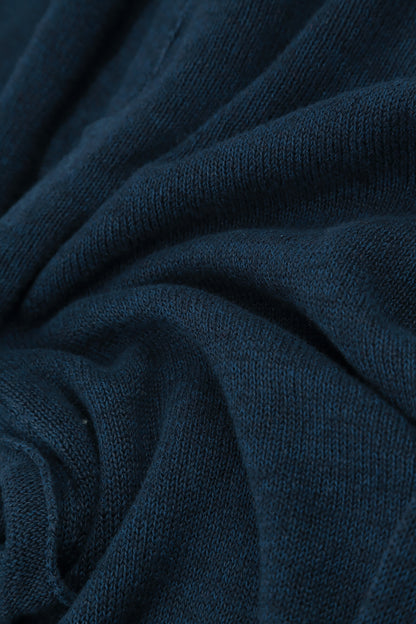 Cardigan ample en lin bleu marine à deux poches