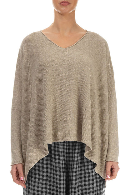 Loose V-Neck Natural Linen Jumper 1