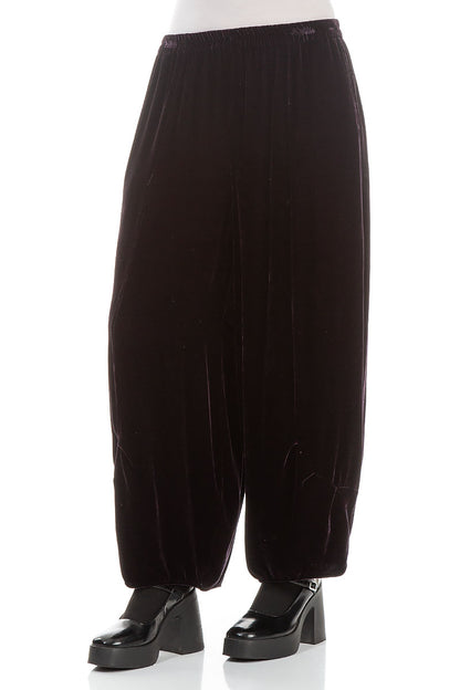 Loose Vintage Violet Silk Velvet Trousers 3