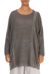 Loose Washed Effect Taupe Linen Jumper 1