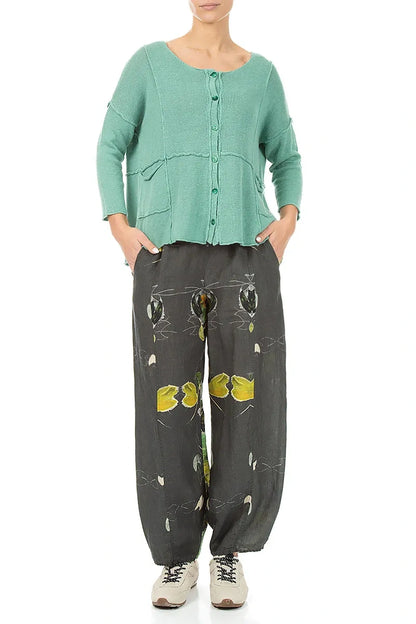 Pantalon en lin coupe fuselée Nénuphars longs