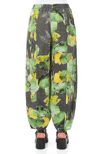 Pantalon en lin coupe fuselée Nénuphars longs