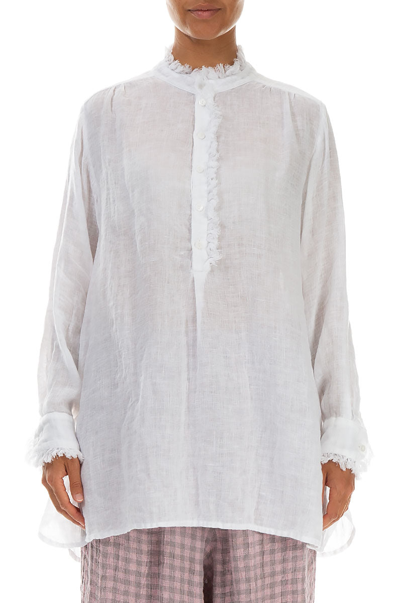 Loose White Gauze Linen Shirt 1