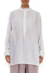 Loose White Gauze Linen Shirt 1