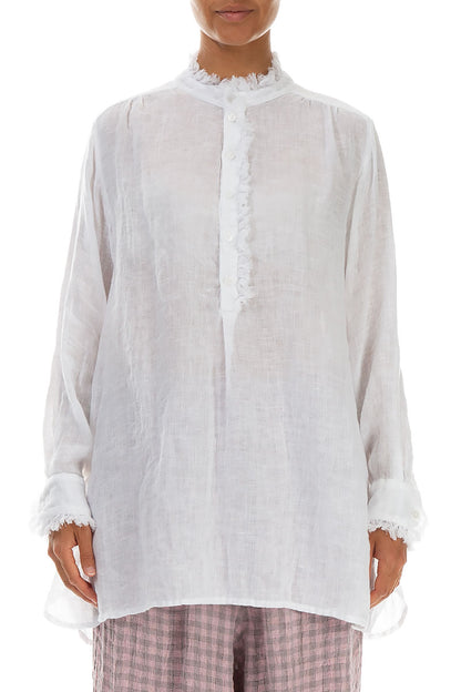 Loose White Gauze Linen Shirt 1