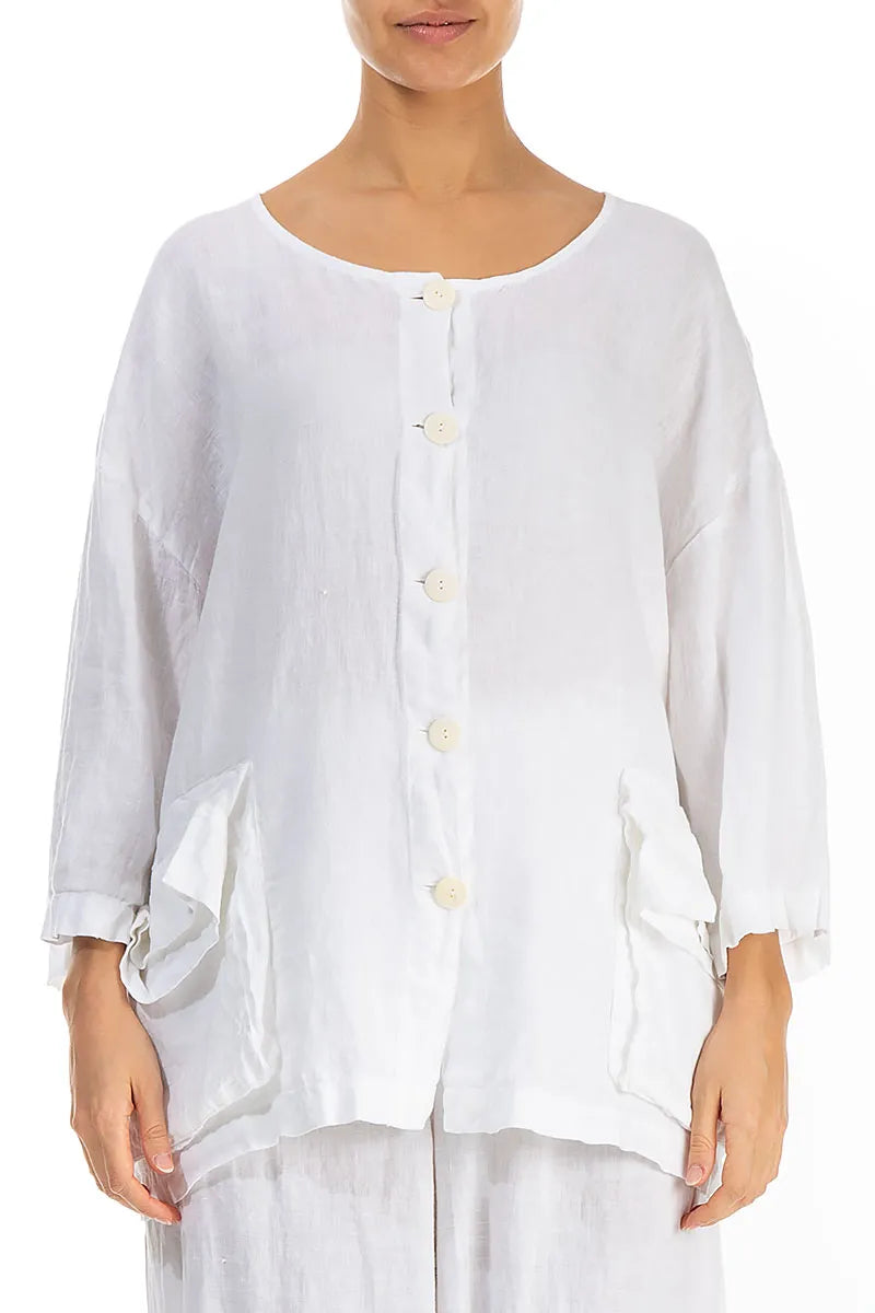 Veste ample en lin blanc