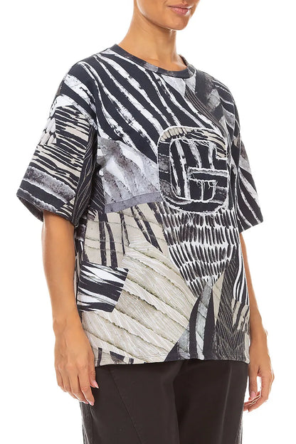Loose Wild Ink French Terry Cotton Blouse 3