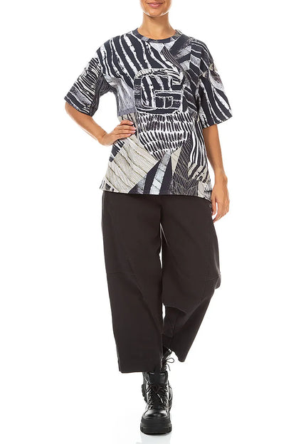 Loose Wild Ink French Terry Cotton Blouse 4