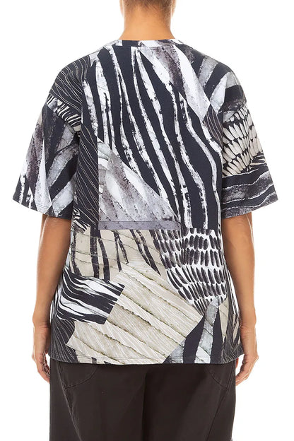 Loose Wild Ink French Terry Cotton Blouse 2