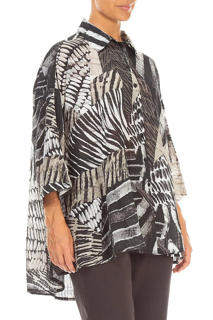 Loose Wild Ink Textured Silk Shirt