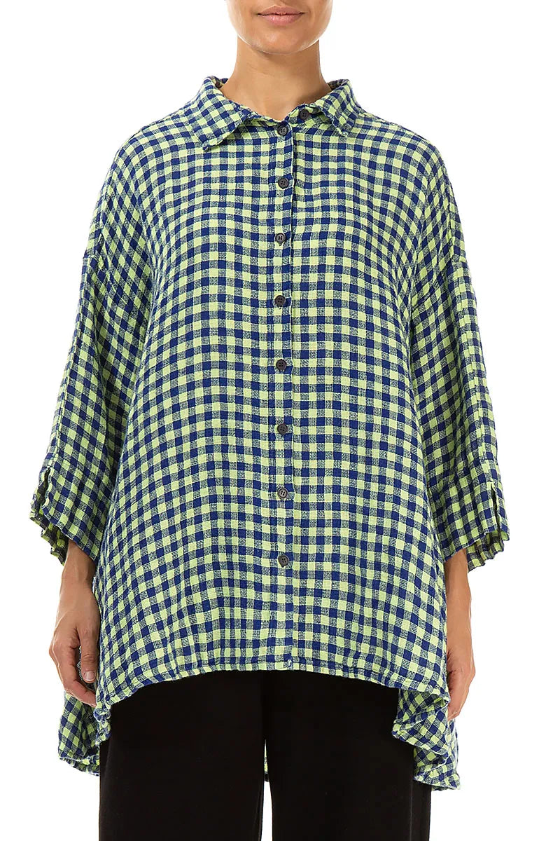 Chemise ample en lin à carreaux jaunes