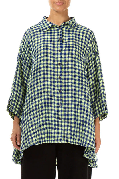 Chemise ample en lin à carreaux jaunes