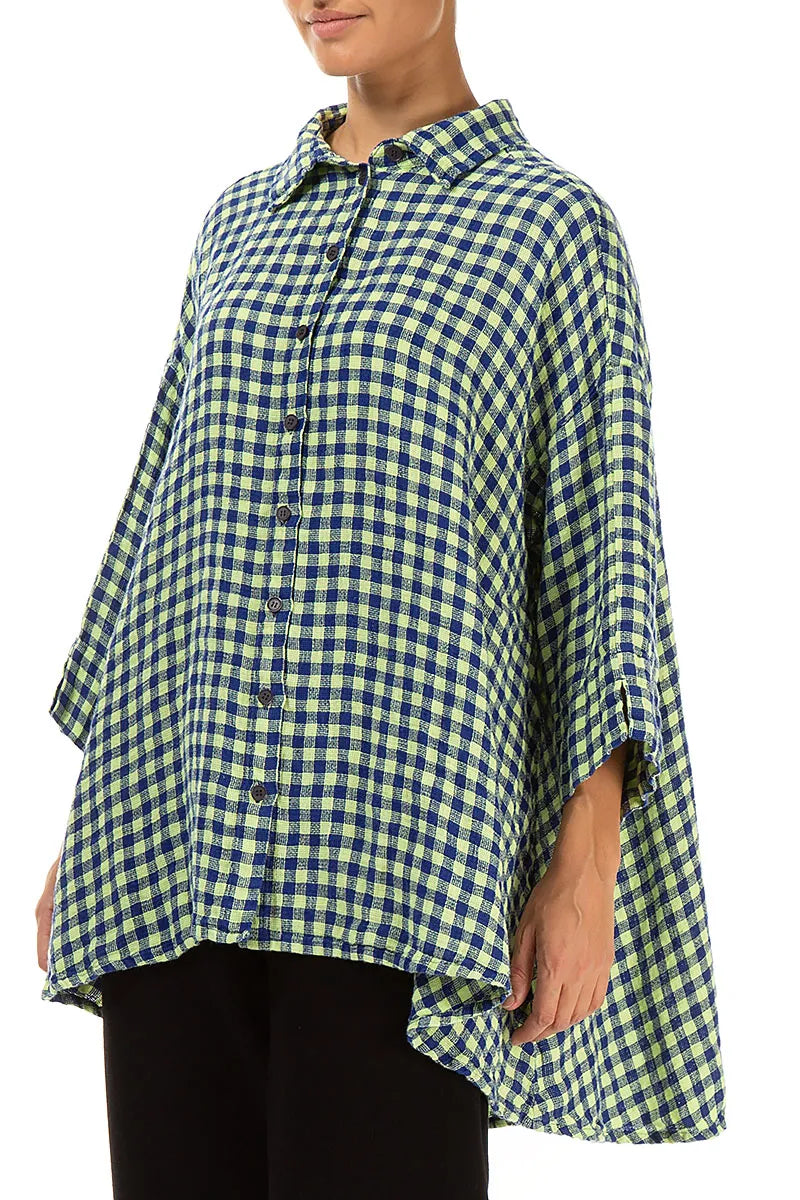 Chemise ample en lin à carreaux jaunes