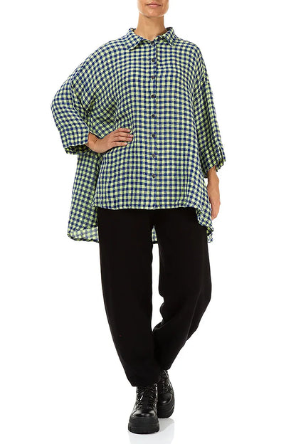 Chemise ample en lin à carreaux jaunes