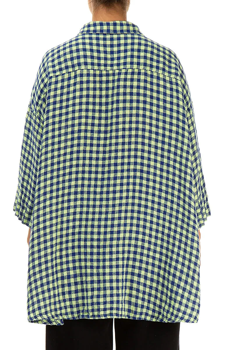 Chemise ample en lin à carreaux jaunes