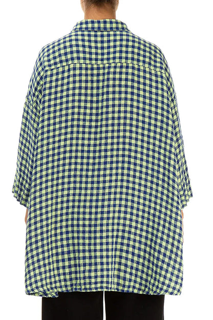 Chemise ample en lin à carreaux jaunes