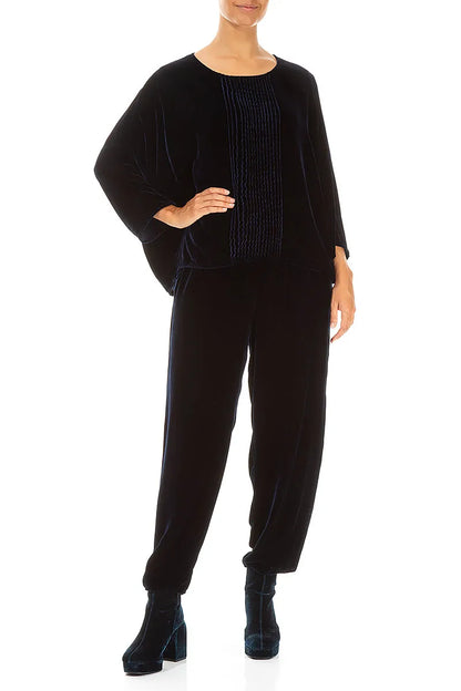 Taper Royal Blue Silk Velvet Trousers