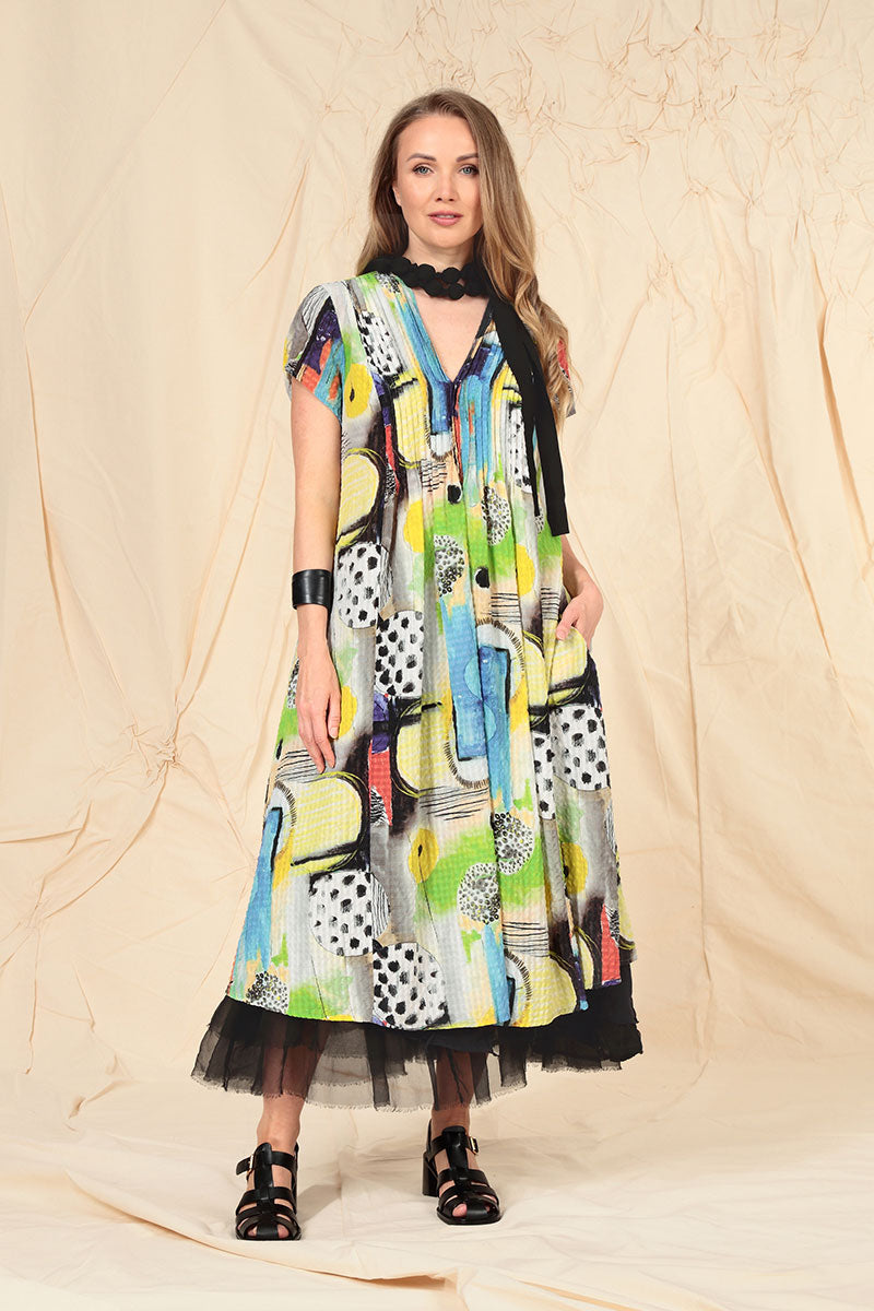 Romantic Artmaze Textured Silk Midi Dress 5