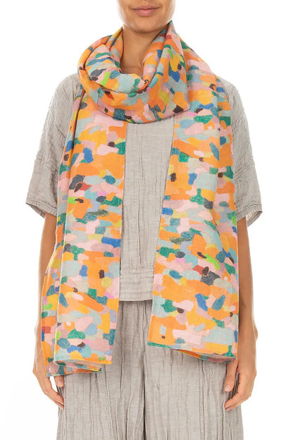 Orange Burst Soft Gauze Linen Scarf