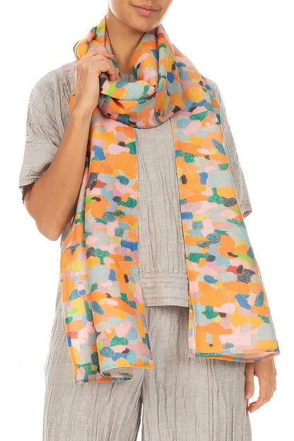 Orange Burst Soft Gauze Linen Scarf
