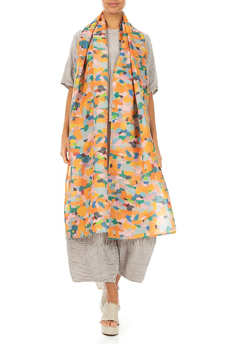 Orange Burst Soft Gauze Linen Scarf